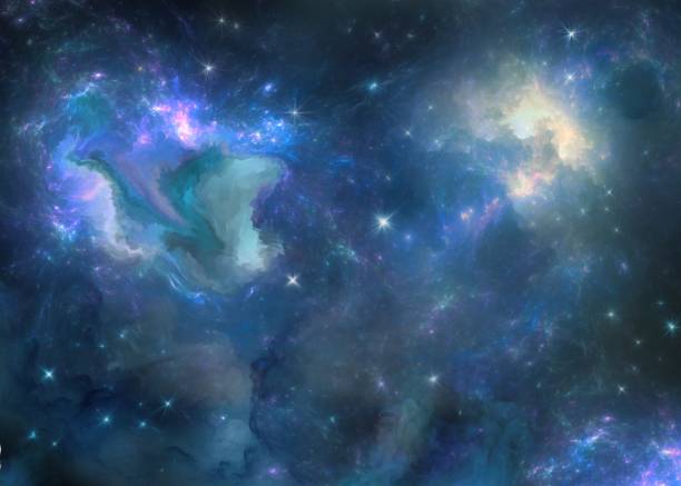 multicolored painted nebula digital painting dreamlike stock illustrations