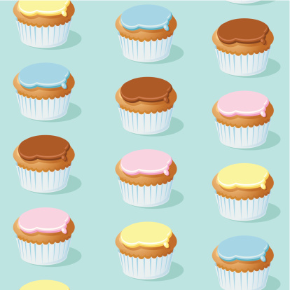Multi-Coloured Cupcake Tiling Background