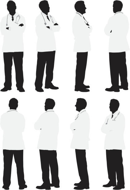 Multiple images of a doctor Multiple images of a doctor doctor silhouettes stock illustrations