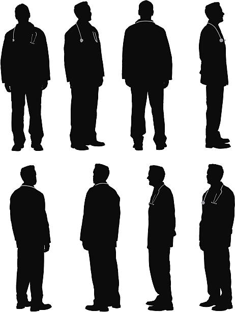 Multiple images of a male doctor Multiple images of a male doctor doctor silhouettes stock illustrations