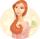 Illustration of a beautiful woman in the spa. Woman and background are layered separately.