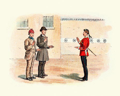 Vintage illustration of New recruits being shown military hand signals, Victorian British army