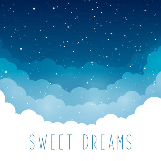 ilustrações de stock, clip art, desenhos animados e ícones de night starry sky with white clouds for your design - dream
