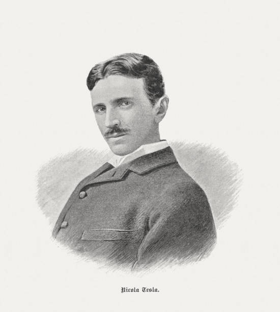 Nikola Tesla (1856-1943), Serbian-American inventor and electrical engineer, published 1898 vector art illustration