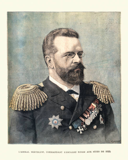 nikołaj illarionowitsch skrydlow, admirał rosyjskiej marynarki wojennej, xix wiek - russian army stock illustrations