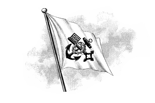 Illustration of the Norddeutscher Lloyd flag was a German shipping company