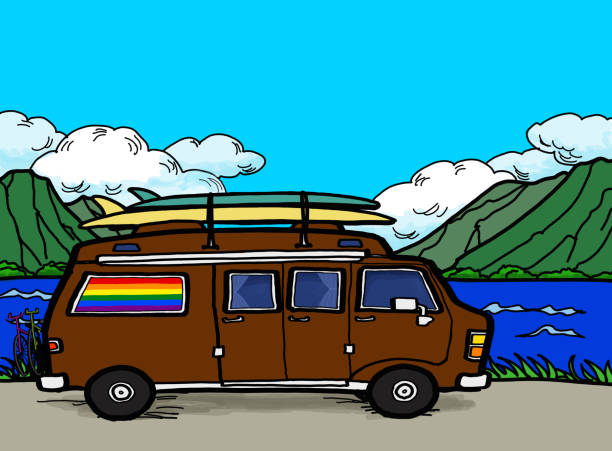 z camping na zewnątrz - progress pride flag stock illustrations