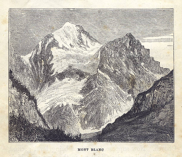 ilustrações de stock, clip art, desenhos animados e ícones de velho, preto e branco ilustração de mont blanc, 1881 - mont blanc