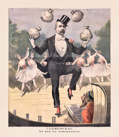 Old illustration about Georges Clémenceau by H. Meyer published on August, 19th, 1893 in the daily newspaper 