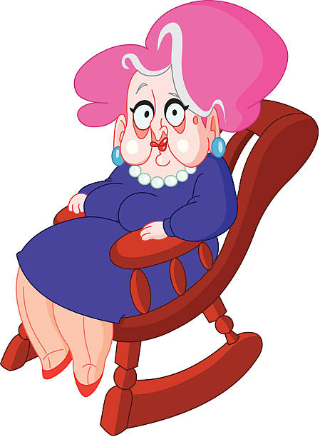 Old lady Old lady sitting on a rocking chair cartoon of a wrinkled old lady stock illustrations