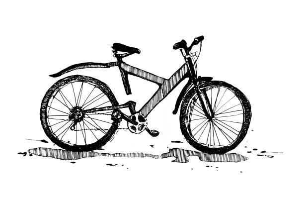Old styled bicycle vector art illustration