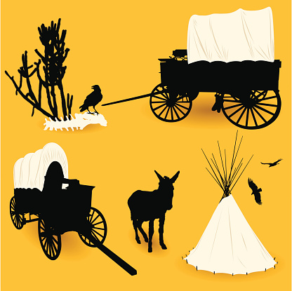 Old West silhouettes and elements.