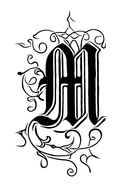 Drawing Of The Decorative Letter M Illustrations, Royalty-Free Vector ...