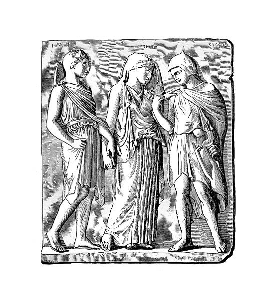 bildbanksillustrationer, clip art samt tecknat material och ikoner med orpheus and eurydice ascend from tartarus (antique engraving) - orfeus