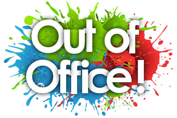 out of office out of office in splash"u2019s background after work stock illustrations