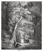 istock Pagan sacrifice (Baruch 4, 7), wood engraving, published in 1862 1365888441