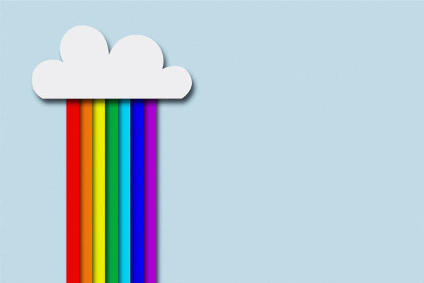 Paper cut rainbow, leftsided with copy space vector art illustration