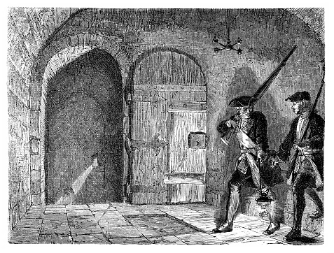 Illustration of a patrol in Bastille prison