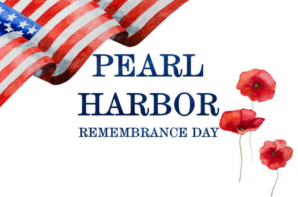 день памяти перл-харбора. приветственная надпись. национальный праздник - pearl harbor stock illustrations