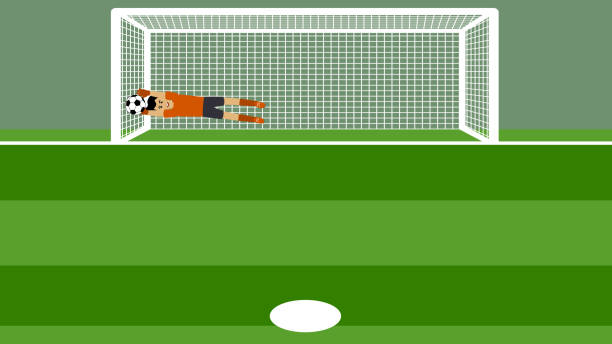 penalty shot with goalkeeper at soccer - match france foot 幅插畫檔、美工圖案、卡通及圖標