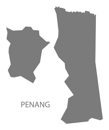 Penang Malaysia Map Grey Stock Illustration - Download Image Now - iStock