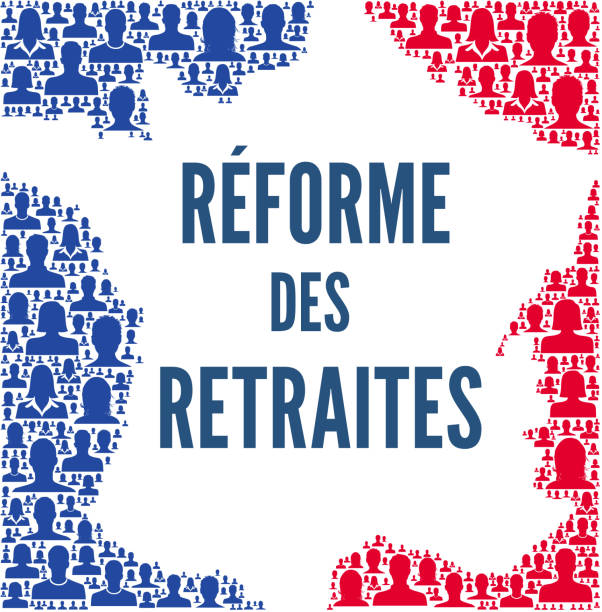 Pension reform in France illustration Pension reform in France illustration rich strike stock illustrations