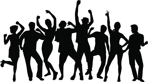 People Dancing A group of people dancing in silhouette. dancing silhouettes stock illustrations