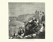 istock People fleeing an attack by Danish Vikings 1326577569
