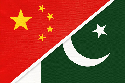 peoples republic of china or prc vs republic of pakistan national flag from textile relationship between two asian countries stock illustration - download image now - istock