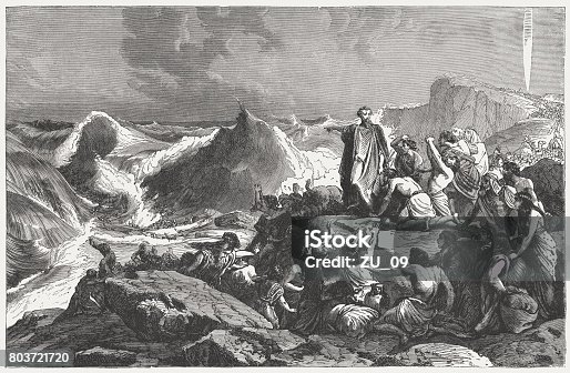 istock Pharaoh's downfall in the Red Sea (Exodus 14), published 1886 803721720