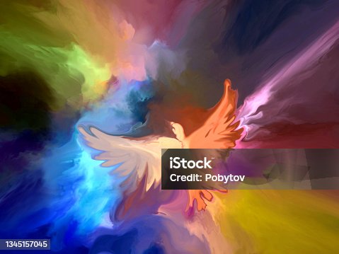 istock phoenix, abstract painted composition 1345157045