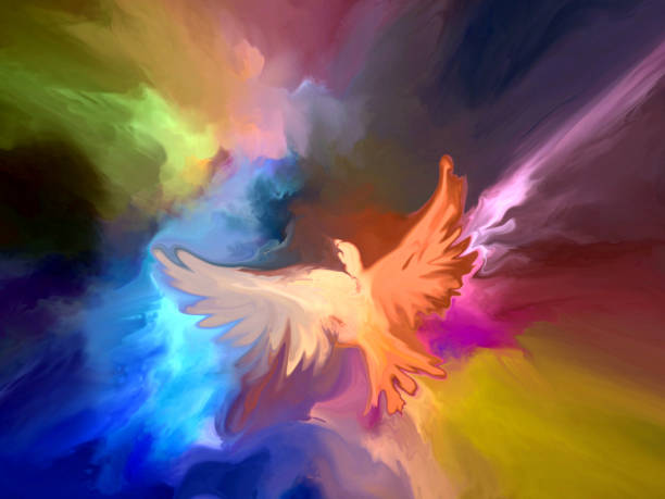 phoenix, abstract painted composition vector art illustration