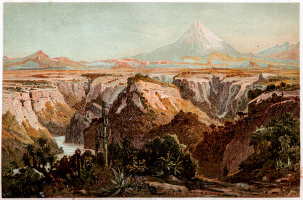 Pico de Orizaba, also known as "Citlaltépetl" , is an inactive stratovolcano, the highest mountain in Mexico Illustration of a Pico de Orizaba, also known as "Citlaltépetl" , is an inactive stratovolcano, the highest mountain in Mexico cactus drawings stock illustrations