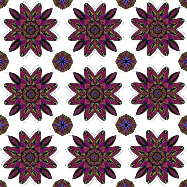 Pink flower mandala pattern vector art illustration