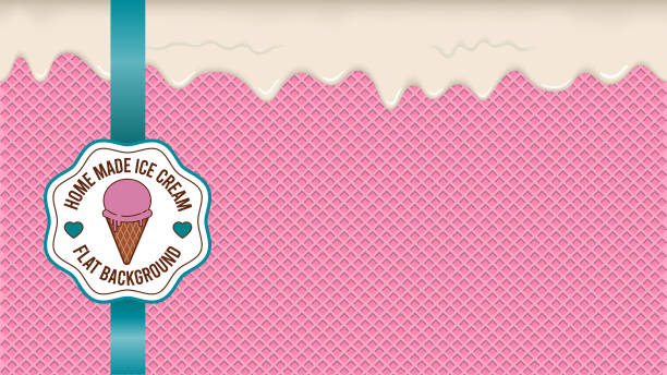 Pink ice cream wafer background wallpaper pattern label vector art illustration