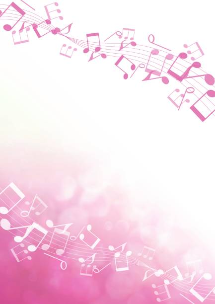 Pink Music Note Frame Background Illustration dancing borders stock illustrations