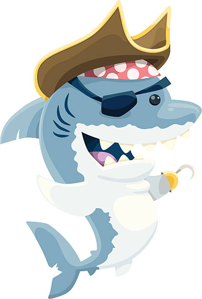 Pirate Shark vector art illustration