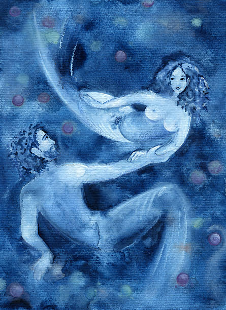 Pisces (Zodiac Water Sign)  merman stock illustrations