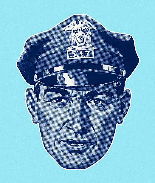 Policeman Wearing Hat Policeman Wearing Hat police hat stock illustrations