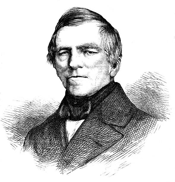 Portrait man  from 1867 journal vector art illustration