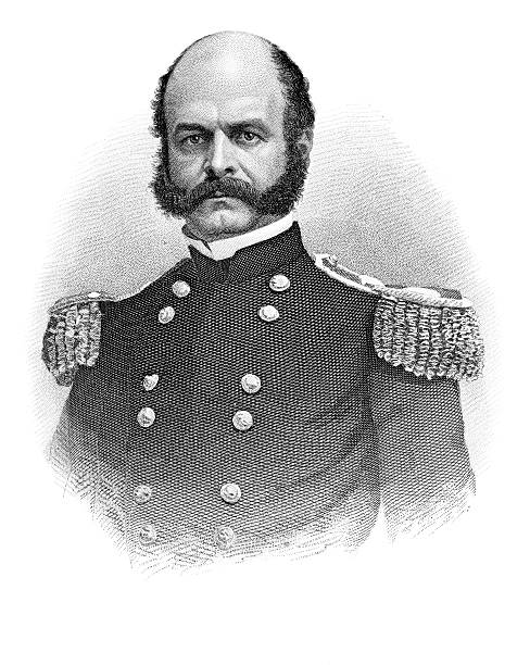 Portrait of General Ambrose Burnside, 1864  nra stock illustrations