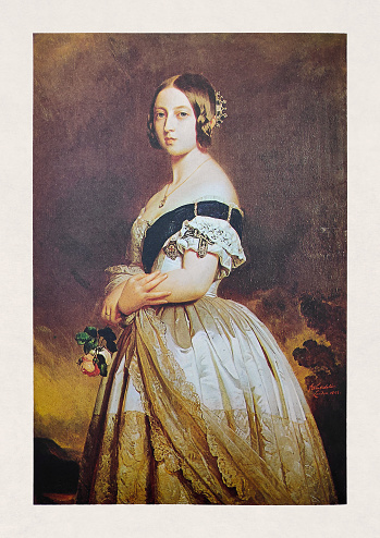 Portrait of Queen Victoria 1st made by Winterhalter in 1842.