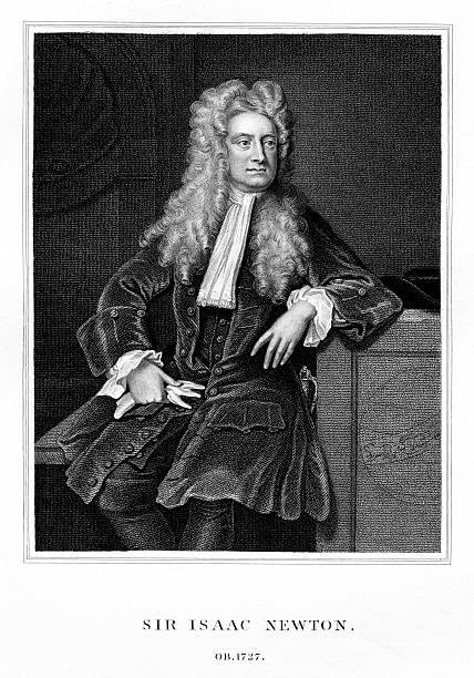 Portrait of Sir Isaac Newton  sir isaac newton images stock illustrations