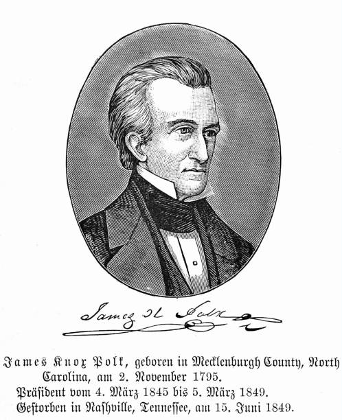 US President James Knox Polk Illustration from 19th century. james knox polk stock illustrations