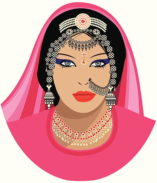 pretty woman of Rajasthan vector art illustration