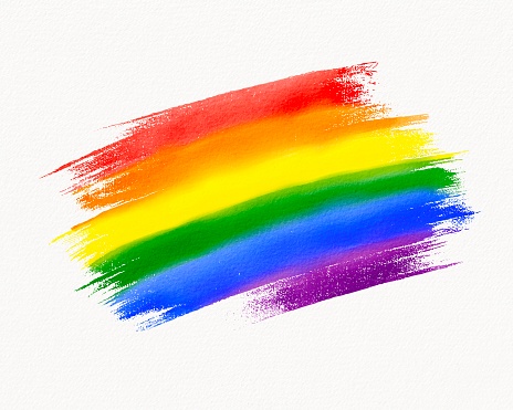 LGBT  Pride month watercolor texture concept. Rainbow brush style isolate on white background.