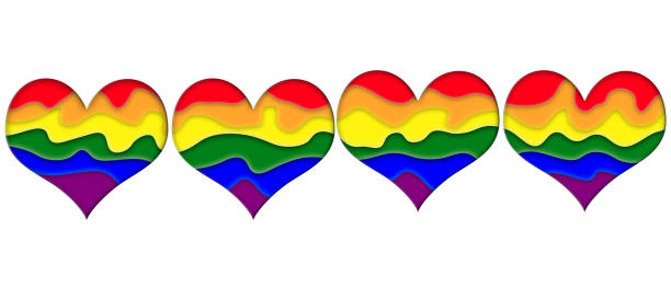 LGBTQI pride rainbow hearts LGBTQI pride rainbow hearts. Gay pride symbol. LGBT love card. nyc pride parade stock illustrations