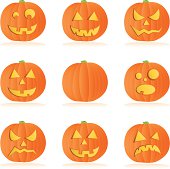 Vector halloween pumpkins with different faces