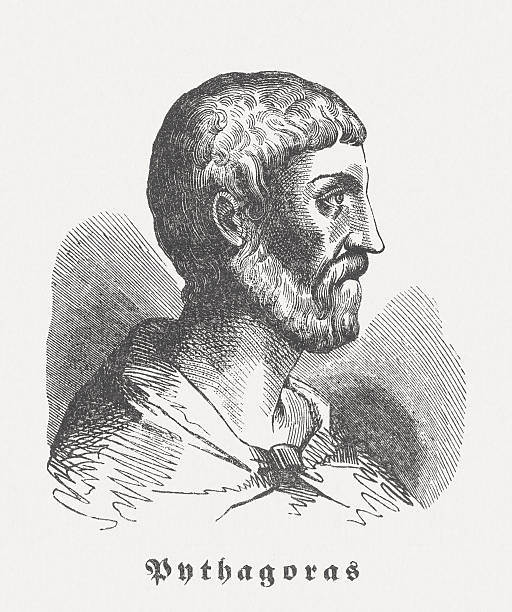 Pythagoras of Samos (c. 570 BC-after 510 BC), published 1864 vector art illustration