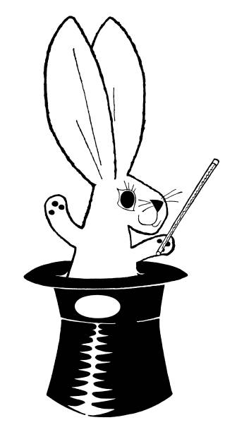 bildbanksillustrationer, clip art samt tecknat material och ikoner med rabbit in hat - trolleri djur